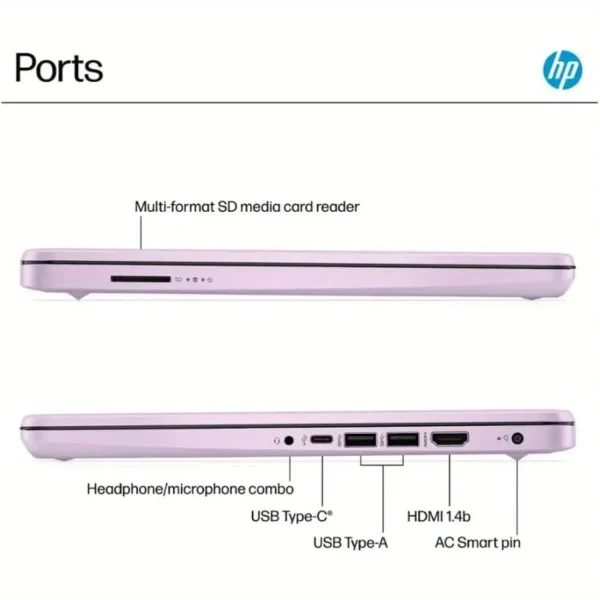 HP 14" HD Business Laptop,Intel Processor N150,Up to 16GB RAM,128GB UFS, Intel Graphics,Wi-Fi 6,Windows 11 S,Honey Lavender - Image 2
