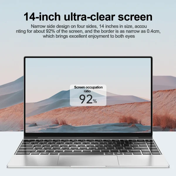 14.1" Ultra-Slim Laptop 16GB RAM 2TB SSD Intel CPU Windows 11 Pro FHD Anti-Glare Multilingual Office/Study PC - Image 4