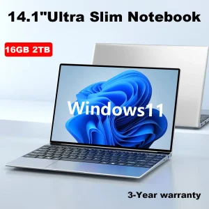 14.1" Ultra Slim Laptop 16GB RAM 2TB SSD Intel N3700 Notebook Gamer Windows 11 Pro 1920*1080 Display Office Study Computer PC