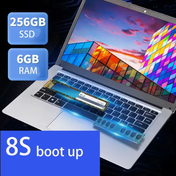 GMOLO 14inch Windows 10 Notebook Laptop 6GB RAM 64GB +128GB/256GB SSD USB 3.0 WiFi Bluetooth Camera Thin Ultrabook Cheap Netbook - Image 3