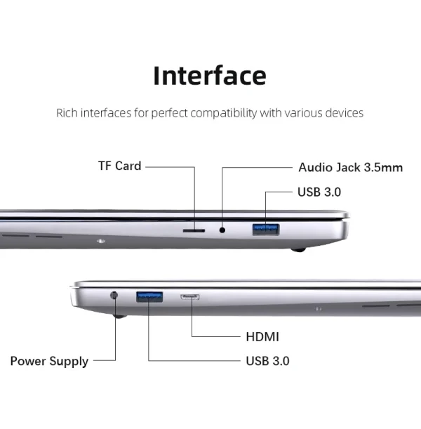 Laptop Computer Windows 11 Pro Intel Atom A3950 2025 Notebook PC 12GB RAM 512GB 1TB 2TB SSD 1920*1080P Office Study Computer - Image 6