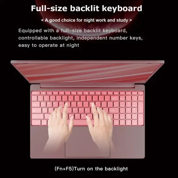 Stylish Pink 15.6" Laptop: Windows 10 Office Education Intel Celeron N5095, 16GB RAM, 1TB SSD, Dual WiFi, Narrow Bezels. - Image 3