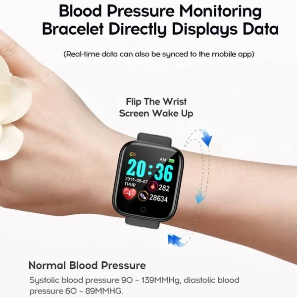 D20Pro Smart Watch Men Women Fitness Tracker Watch Sport Heart Rate Blood Pressure Monitor Waterproof Smartwatch for Android IOS - Image 2
