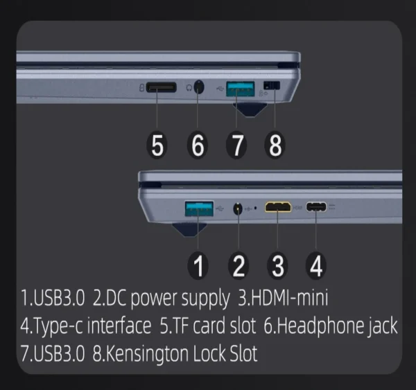 Face ID Laptop 16 Inch IPS Screen 16GB RAM 32GB Intel 11th N95 Netbook Windows 11 Pro Office Notebook RGB Keyboard Portable Pc - Image 6